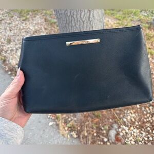 Solid black Brahmin clutch bag